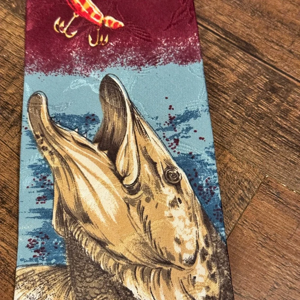 Field Wear Men’s Necktie Fishing Sport Lure Wildlife Dress 100% Silk